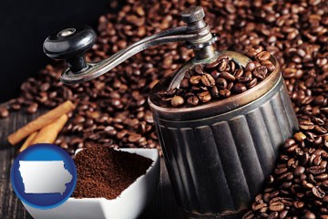 coffee mill with Iowa icon