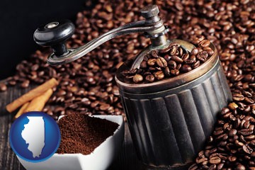 coffee mill with Illinois icon