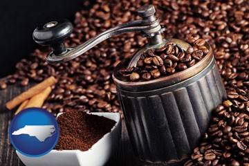 coffee mill with North Carolina icon