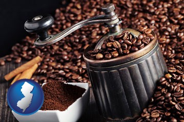 coffee mill with New Jersey icon