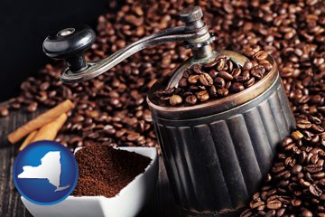 coffee mill with New York icon