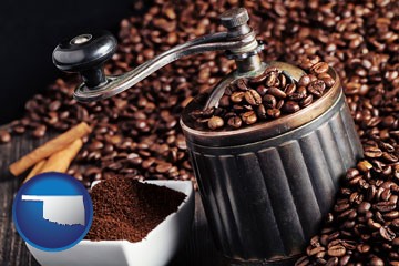 coffee mill with Oklahoma icon