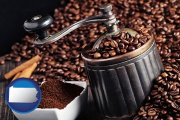 coffee mill with Pennsylvania icon