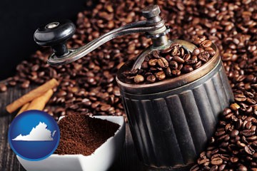 coffee mill with Virginia icon