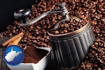 coffee mill with West Virginia icon